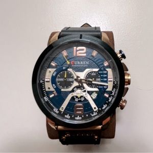 Blue CURREN watch with blue leather strap